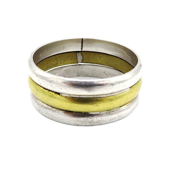 Vintage Taxco Mexico Sterling Silver Unisex Triple Band Ring TC-04 Size 9.75 - Picture 4 of 7